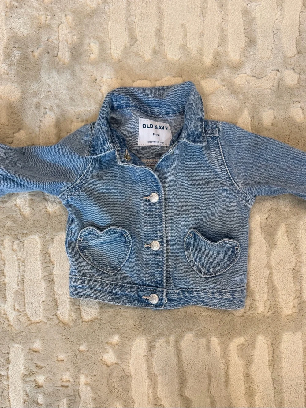 Old Navy Girls Light Blue Denim Jacket with Heart Pockets